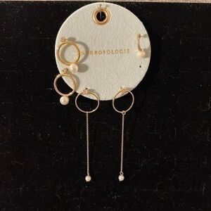 Anthropologie Set of 3 Abstract Pearl Earrings. NWT